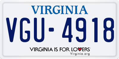 VA license plate VGU4918