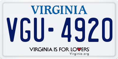 VA license plate VGU4920