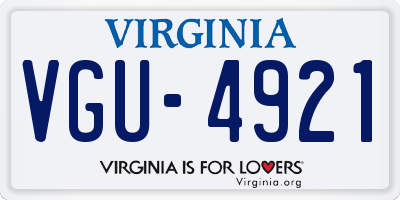 VA license plate VGU4921