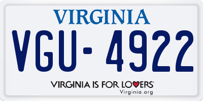 VA license plate VGU4922