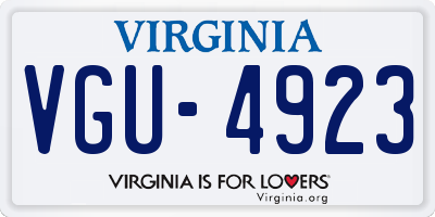 VA license plate VGU4923