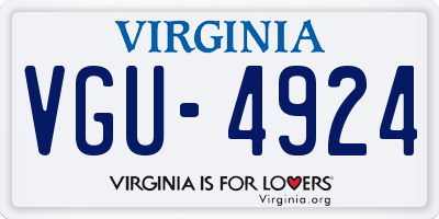 VA license plate VGU4924
