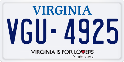 VA license plate VGU4925