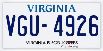 VA license plate VGU4926