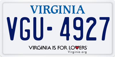 VA license plate VGU4927