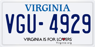 VA license plate VGU4929