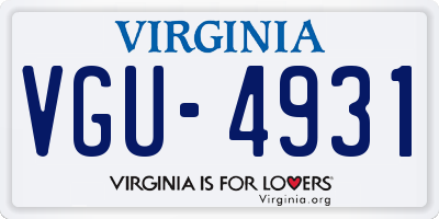 VA license plate VGU4931