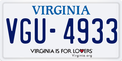 VA license plate VGU4933