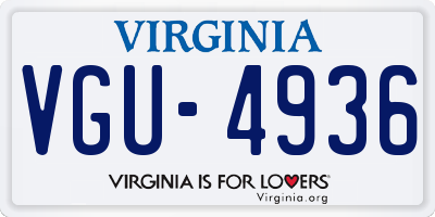 VA license plate VGU4936