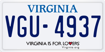 VA license plate VGU4937