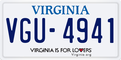 VA license plate VGU4941