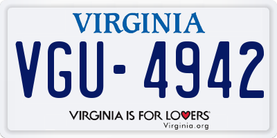 VA license plate VGU4942