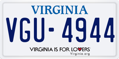 VA license plate VGU4944