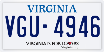 VA license plate VGU4946