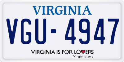 VA license plate VGU4947