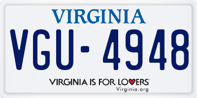 VA license plate VGU4948