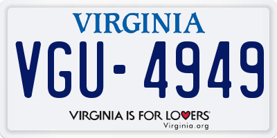 VA license plate VGU4949
