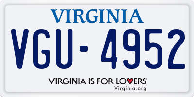 VA license plate VGU4952