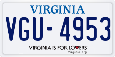 VA license plate VGU4953