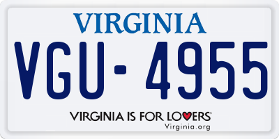VA license plate VGU4955