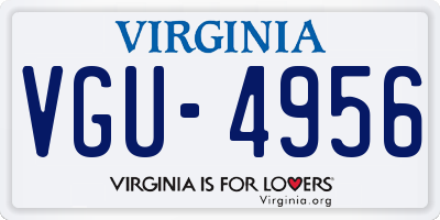 VA license plate VGU4956