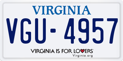 VA license plate VGU4957