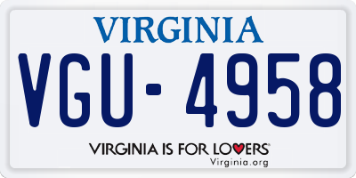 VA license plate VGU4958