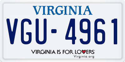 VA license plate VGU4961