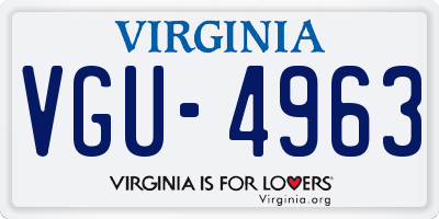 VA license plate VGU4963