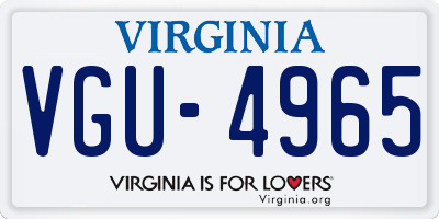 VA license plate VGU4965