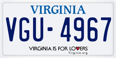 VA license plate VGU4967