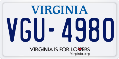 VA license plate VGU4980