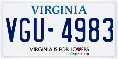 VA license plate VGU4983