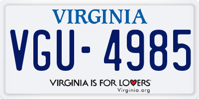 VA license plate VGU4985