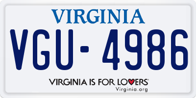 VA license plate VGU4986