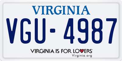 VA license plate VGU4987