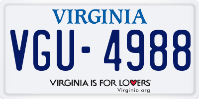 VA license plate VGU4988