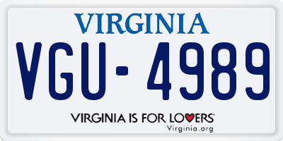 VA license plate VGU4989