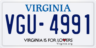 VA license plate VGU4991