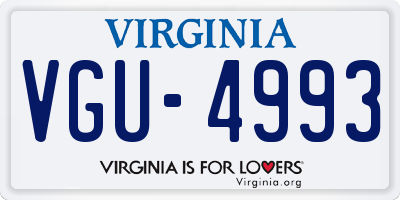 VA license plate VGU4993