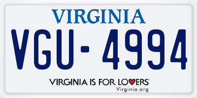 VA license plate VGU4994