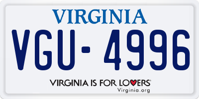 VA license plate VGU4996