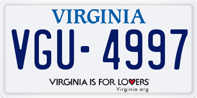 VA license plate VGU4997