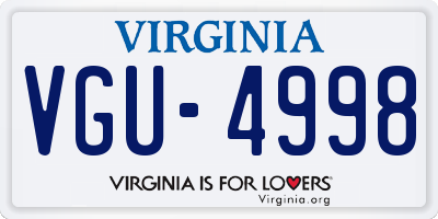VA license plate VGU4998