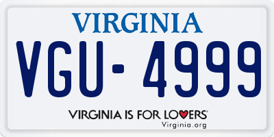 VA license plate VGU4999