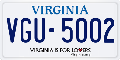 VA license plate VGU5002