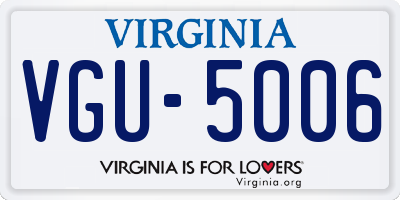 VA license plate VGU5006