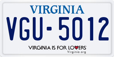 VA license plate VGU5012