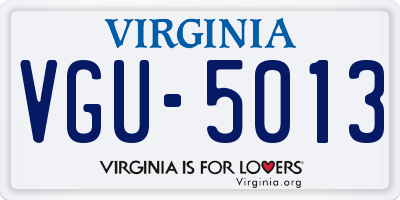 VA license plate VGU5013