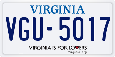 VA license plate VGU5017